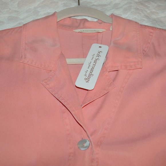 NEW~Fringed Button Down Jacket/Top~Shell Buttons~Soft Surroundings~Medium~ - Picture 2 of 7